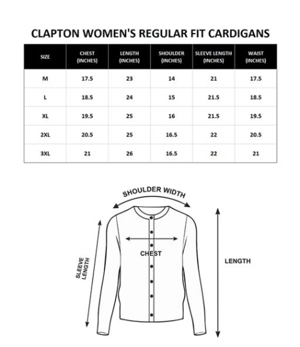 Clapton Acrylic Blend Round Neck Full Sleeve Casual Solid Winter Wear Cardigans For Women - XL, Grey, Wollen, Pack of1